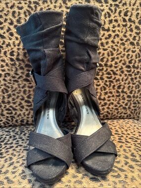Chinese Laundry Black Open-Toe Ankle Booties
